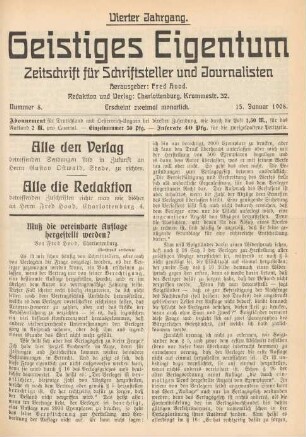 Nummer 8 (15. Januar 1908)