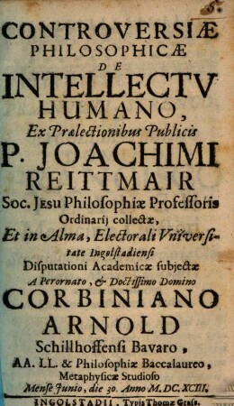 Controversiae philos. de intellectu humano