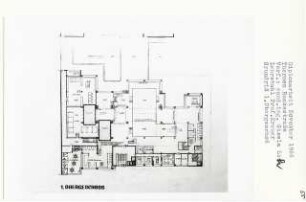 Thermen Rankestraße, Berlin-Charlottenburg (Diplomarbeit bei Willy Kreuer): Grundriss 1. Obergeschoss