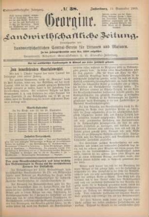 Siebenundfünfzigster Jahrgang. No. 38. Insterburg, 19. September 1889.