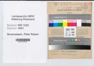 Entnazifizierung Peter Robert Bovensiepen , geb. 03.08.1904 (Kaufmann)