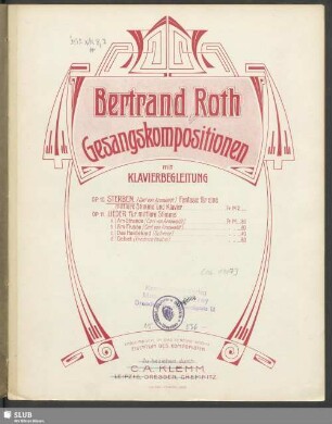 Sterben : Fantasie für eine mittlere Stimme und Klavier; op. 10