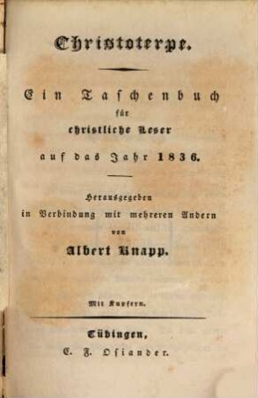 Christoterpe : ein Jahrbuch für d. dt. Haus. 1836, 1836