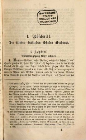 Die ältesten christlichen Schulen überhaupt und die Schulen zu Antiochia, Edessa und Nisibis insbesondere, I