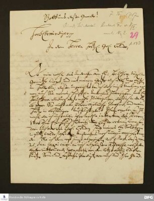 Brief von Heinrich Rincke an August Hermann Francke.
