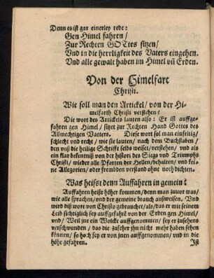 Von der Himelfart Christi.