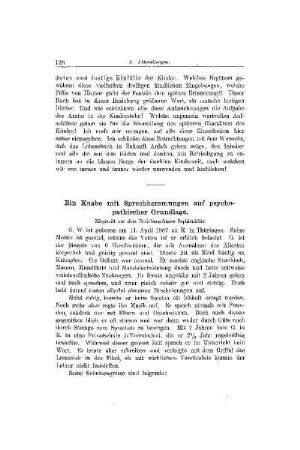 Ein Knabe mit Sprechhemmungen auf psychopathischer Grundlage : mitgeteilt aus dem Erziehungshause Sophienhöhe