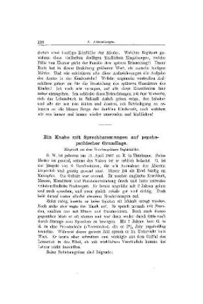 Ein Knabe mit Sprechhemmungen auf psychopathischer Grundlage : mitgeteilt aus dem Erziehungshause Sophienhöhe