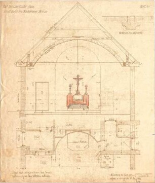 Fischer, Theodor; München - Laim; Interimskirche - Kirchenturm (Schnitt, Detail)