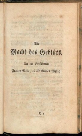 Die Macht des Geblüts.
