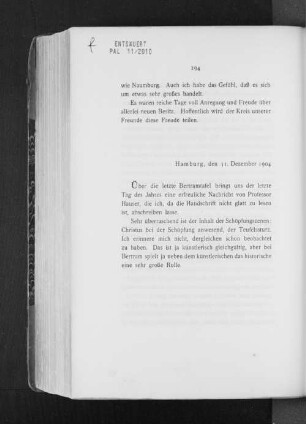 Hamburg, den 31. Dezember 1904