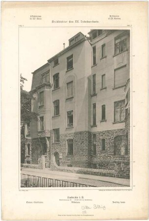 Billing, Hermann; Karlsruhe, Stephanienstr. 94-96; Haus Billing und Helmle, Torbau - Haus Helmle, Rückansicht