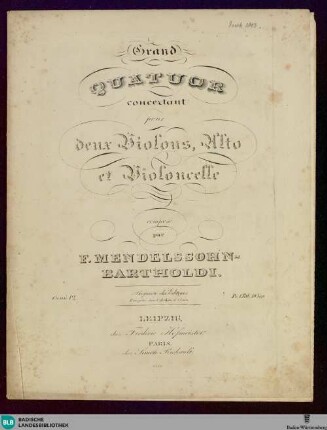 Grand Quatuor concertant pour deux Violons, Alto et Violoncelle : Oeuv. 12