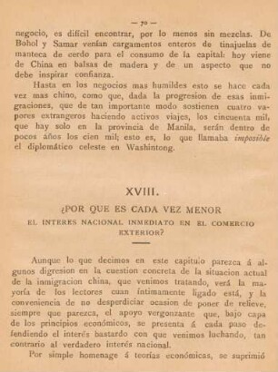 XVIII. ?Por qué es cada vez menor el interés nacional inmediato en el comercio exterior?
