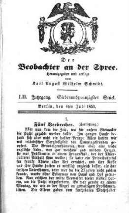 27. Stück, 4. Juli 1853