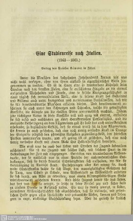 Eine Studienreise nach Italien : (1563 - 1565)