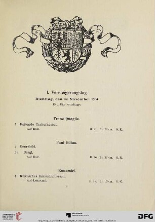 1. Versteigerungstag (Nr. 1-140a)
