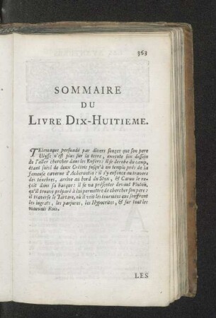 Sommaire du livre dix-huitieme.