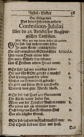 Uber die 28. Artickel der Augspurgischen Confeßion.