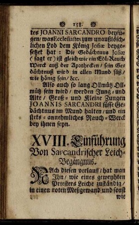 XVIII. Einführung Von Sarcandrischer Leich-Begängnus