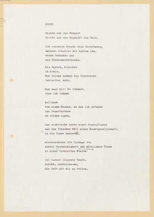 Heinz Piontek (1925-2003) Nachlass: Blind - BSB Ana 465 A.1.57
