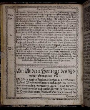 Am Andern Sontage des Advents/ Evangelium Luc. 21.
