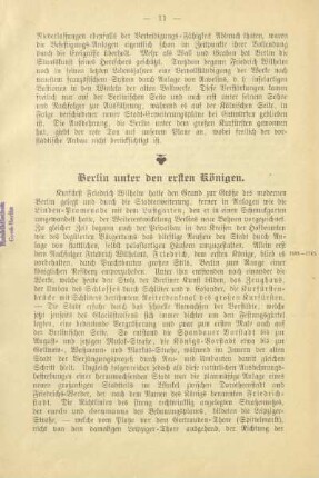 Berlin unter den ersten Königen