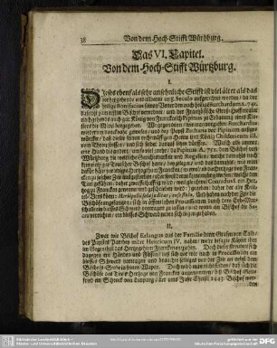 Das VI. Capitel. Von dem Hoch-Stifft Würtzburg