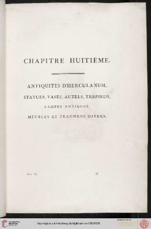 VIII: Statues, vases, autels, trépieds, lampes antiques, meubles et fragmens divers