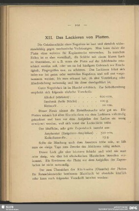 XII. Das Lackieren von Platten