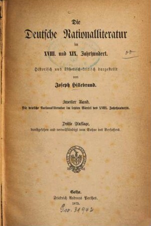 Die Deutsche Nationalliteratur im achtzehnten und neunzehnten Jahrhundert : Historisch u. ästhet.-krit. dargest., 2