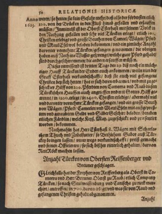 Anzahl Türcken von Obersten Reiffenberger und Breuner geschlagen.