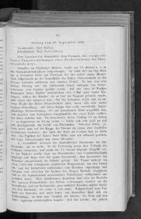 Sitzung vom 23. September 1884.