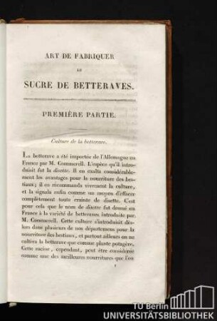PREMIÈRE PARTIE. Culture de la betterave.