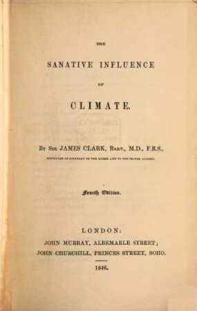 The sanative Influence of climate