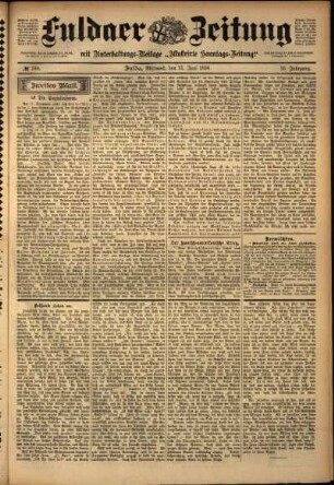Zweite Ausgabe vom Mittwoch, den 15. Juni 1898.