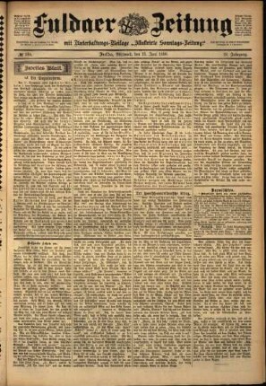 Zweite Ausgabe vom Mittwoch, den 15. Juni 1898.