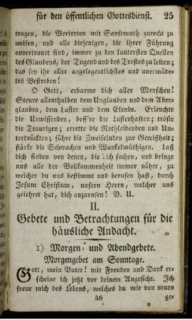 II. Gebete und Betrachtungen für die häusliche Andacht.
