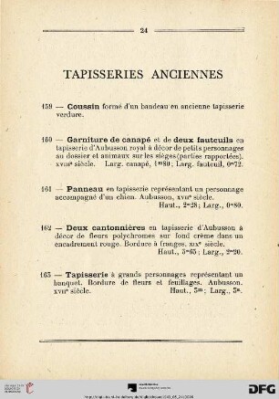 Tapisseries anciennes (Nr. 159-163)
