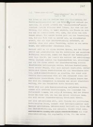 7. ) "Staatsverwaltung" "Staatslexikon" Bd. XV (1843) S. 83 - 104