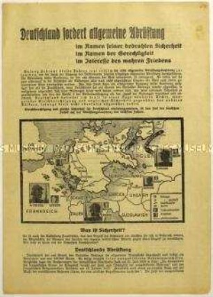 Aufruf der Reichszentrale für Heimatdienst zu einer allgemeinen internationalen Abrüstung
