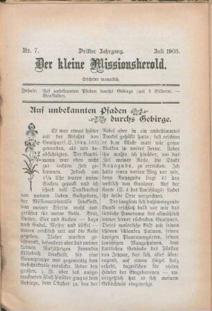 Nr. 7. Dritter Jahrgang. Juli 1903.