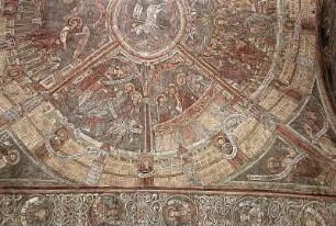 Himmlisches Jerusalem mit Darstellungen der Apostel und Szenen aus dem Leben Christi