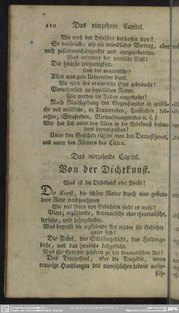 Das vierzehnde Capitel. Von der Dichtkunst