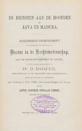 De diensten aan de hoofden op Java en Madura