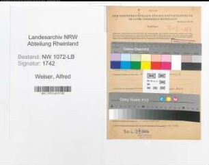 Entnazifizierung Alfred Weiser , geb. 04.10.1899 (Lehrer)