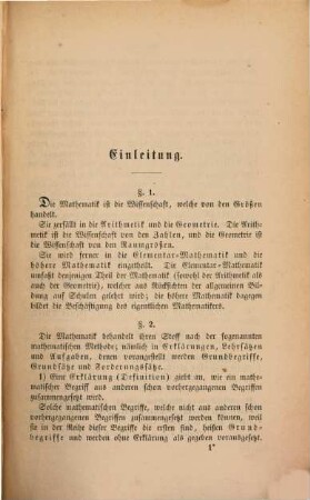 Lehrbuch der Elementar-Mathematik, 1,1