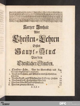 Kurzer Innhalt Aller Christen-Lehre