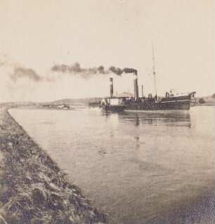 Elbschiffer, Schleppzug auf der Elbe bei Niedermuschütz