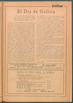 El Día de Galicia : Al culto Director-Gerente de la Revista Céltiga, mi grande amigo, don Domingo Rial Seijo, con el más profundo respeto e intenso cariño.